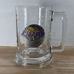 Lakers Mug Glass Tankard Stein HEAVY Raised Pewter Logo Basketball Sports Team